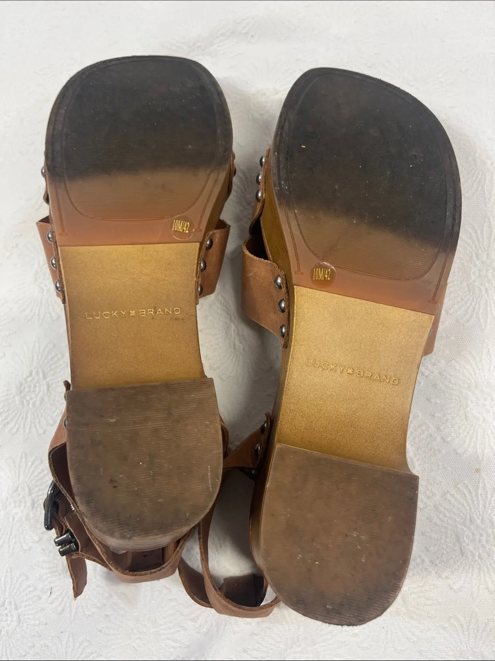 Lucky Brand Brown Leather Platform Sandals